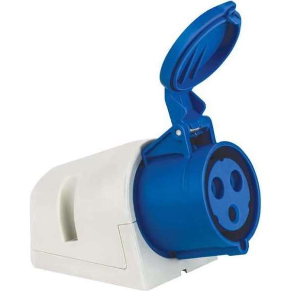 Mete - CEE female 3 polig 6H 32A IP44 muur wcd 220-240VAC Mete - CEE female 3 polig 6H 32A IP44 muur wcd 220-240VAC
