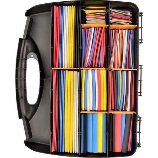 Krimpkous - 2:1 assortiment box 590 stuks - kleuren mix Krimpkous - 2:1 assortiment box 590 stuks - kleuren mix