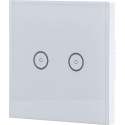 Touchschakelaar Smart WiFi - Aigi Smarton - Inbouw - 2-voudig Touch Schakelaar - Incl. Glazen Afdekraam - Wit