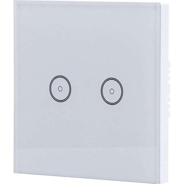 Touchschakelaar Smart WiFi - Aigi Smarton - Inbouw - 2-voudig Touch Schakelaar - Incl. Glazen Afdekraam - Wit Touchschakelaar Smart WiFi - Aigi Smarton - Inbouw - 2-voudig Touch Schakelaar - Incl. Glazen Afdekraam - Wit