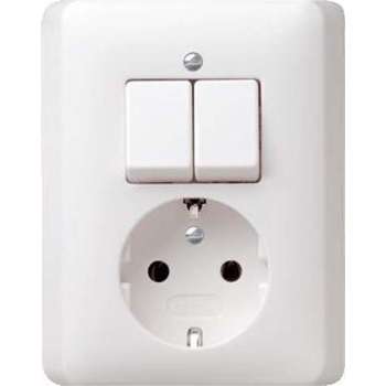 Gira combinatie schakelaar/wandcontactdoos met randaarde 16A 250V 55 wit glans