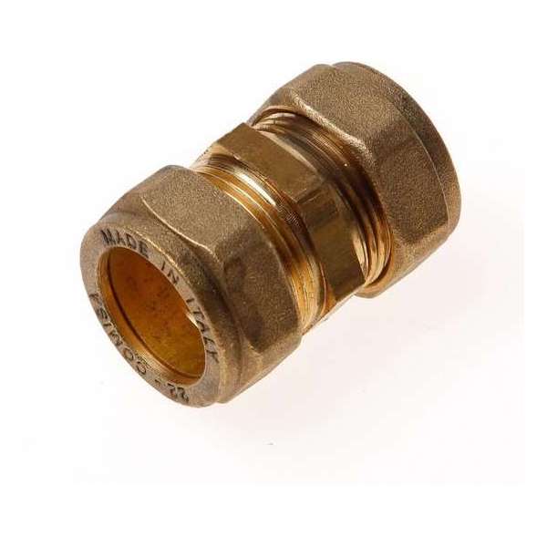 Installatiebranche Rechte koppeling 2x knel 22x 22mm Installatiebranche Rechte koppeling 2x knel 22x 22mm