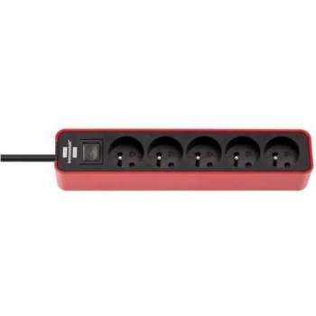 BRENNENSTUHL ECOLOR-contactdoos 5 uitgangen (1,50m kabel H05VV-F3G1.0, met schakelaar), rood / zwart