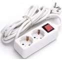 Verlengsnoer met Schakelaar - Aigi Antris - 3680W - 2 Stopcontacten - 5 Meter - Wit | Nederland - BES LED