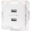Wandcontactdoos - Aigi Jura - Inbouw - Vierkant - Kunststof - 2-voudig USB Aansluiting - Wit - BSE
