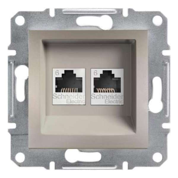 Schneider Electric Asfora serie - Dubbele RJ45 CAT6 UTP - Internet Wandcontactdoos - BRONS Schneider Electric Asfora serie - Dubbele RJ45 CAT6 UTP - Internet Wandcontactdoos - BRONS