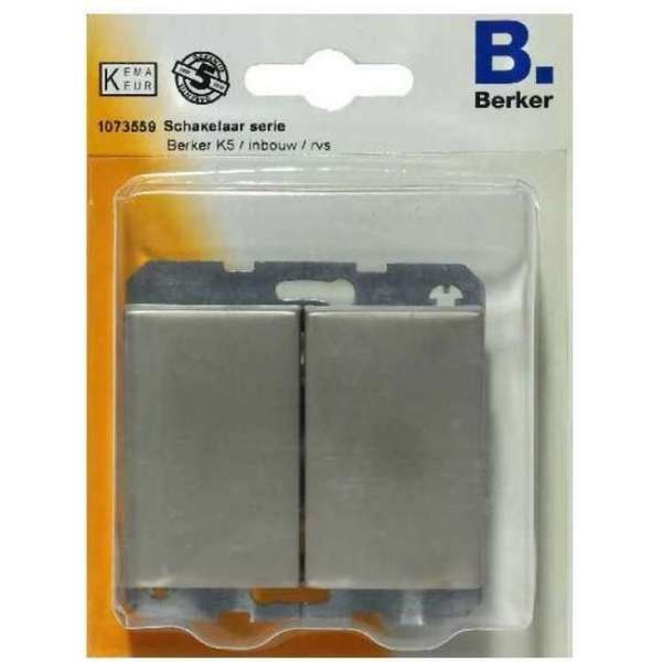 BERKER dubbele wipschakelaar serie, inbouw | RVS BERKER dubbele wipschakelaar serie, inbouw | RVS