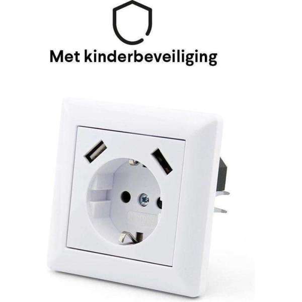 Stopcontact met 2 USB poorten Wandcontactdoos USB | Wit