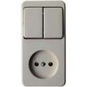 BERKER dubbele wipschakelaar en stopcontact, opbouw | CREME