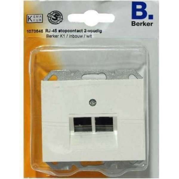 BERKER K1 RJ-45 stopcontact 2-voudig, inbouw | WIT BERKER K1 RJ-45 stopcontact 2-voudig, inbouw | WIT