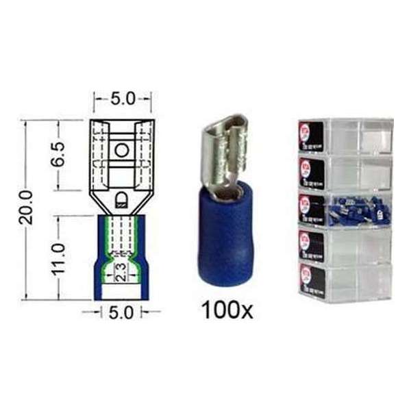 Kabelschoen schuif vrouwelijk 4.8 mm blauw 100 stuks Kabelschoen schuif vrouwelijk 4.8 mm blauw 100 stuks