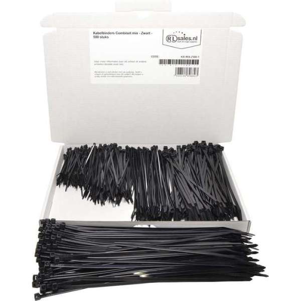 Kabelbinders Combiset mix - Zwart - 500 stuks Kabelbinders Combiset mix - Zwart - 500 stuks