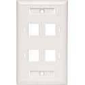 Tripp-Lite N042-001-04-WH 4-Port Quad Outlet RJ45 Universal Keystone Face Plate / Wall Plate, White, TAA TrippLite