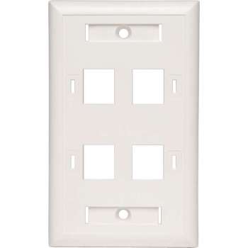 Tripp-Lite N042-001-04-WH 4-Port Quad Outlet RJ45 Universal Keystone Face Plate / Wall Plate, White, TAA TrippLite