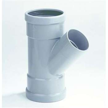Dyka T-stuk 2x manchet 1x lijmmof 45° PVC grijs keurmerk BR52100 110 x 50mm