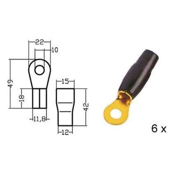 Kabelschoen ring verguld zwart 50mm² diam 10mm Kabelschoen ring verguld zwart 50mm² diam 10mm
