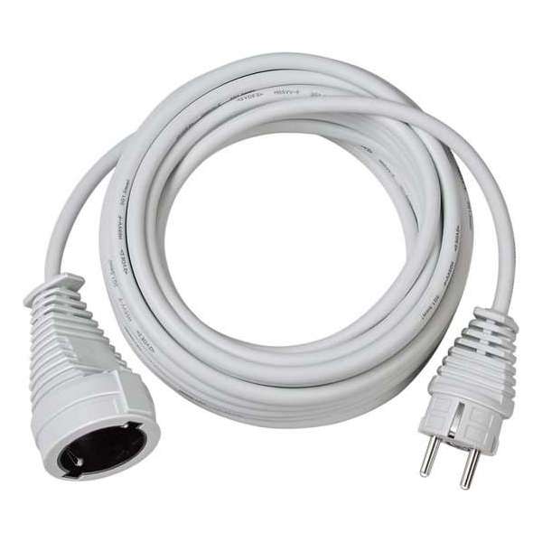 Kwaliteit kunststof verlengkabel met geaarde stekker en koppeling (verlengsnoer voor binnen met 5m kabel) wit Kwaliteit kunststof verlengkabel met geaarde stekker en koppeling (verlengsnoer voor binnen met 5m kabel) wit