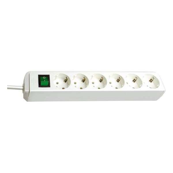 Brennenstuhl Eco-Line stekkerdoos met 6 contacten en schakelaar / wit - 3 meter Brennenstuhl Eco-Line stekkerdoos met 6 contacten en schakelaar / wit - 3 meter