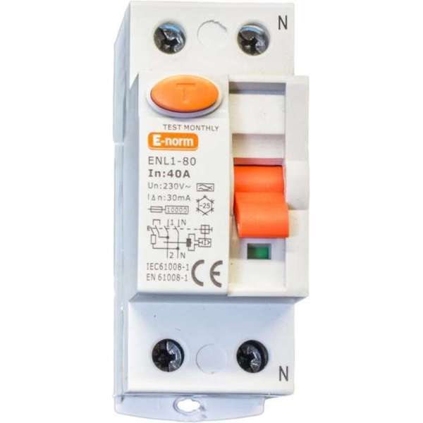 Aardlekschakelaar 2p 40a-300ma 10KA Aardlekschakelaar 2p 40a-300ma 10KA