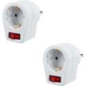 TQ4U doorvoerstekker met schakelaar | randaarde | belastbaar tot 3680 watt | wit | 2 STUKS