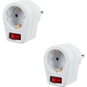 TQ4U doorvoerstekker met schakelaar | randaarde | belastbaar tot 3680 watt | wit | 2 STUKS