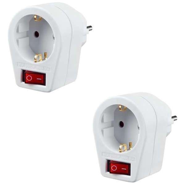 TQ4U doorvoerstekker met schakelaar | randaarde | belastbaar tot 3680 watt | wit | 2 STUKS TQ4U doorvoerstekker met schakelaar | randaarde | belastbaar tot 3680 watt | wit | 2 STUKS