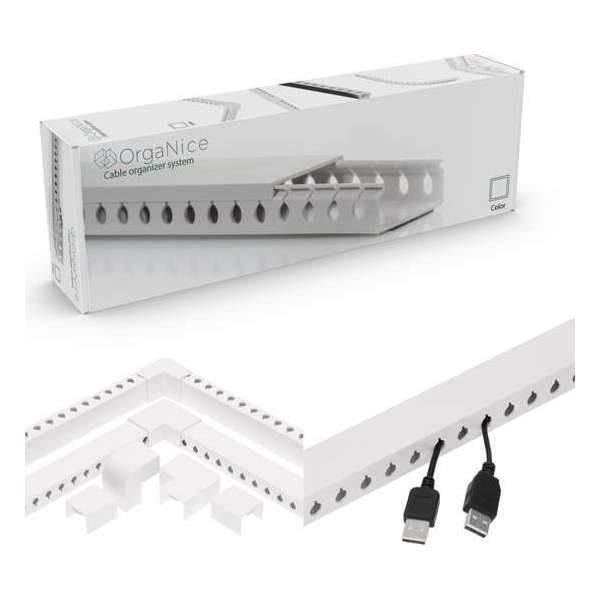 OrgaNice Kabel Organiser Set met plakstrip - Buigbaar & Impactbestendig - Wit OrgaNice Kabel Organiser Set met plakstrip - Buigbaar & Impactbestendig - Wit