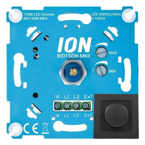 LED Dimmer Inbouw | Matzwarte Afdekplaat | 0.3-150 Watt LED Dimmer Inbouw | Matzwarte Afdekplaat | 0.3-150 Watt