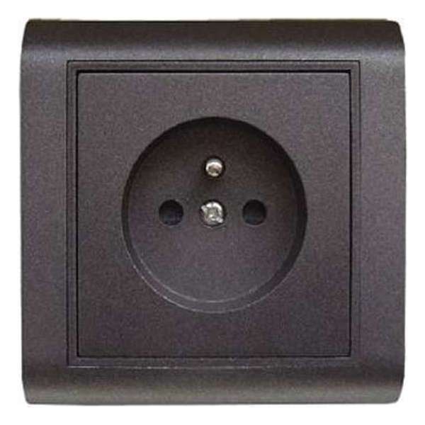 Stopcontact + aarding - 16A - 230V - Baby Safe - Antraciet - Inbouw Stopcontact + aarding - 16A - 230V - Baby Safe - Antraciet - Inbouw