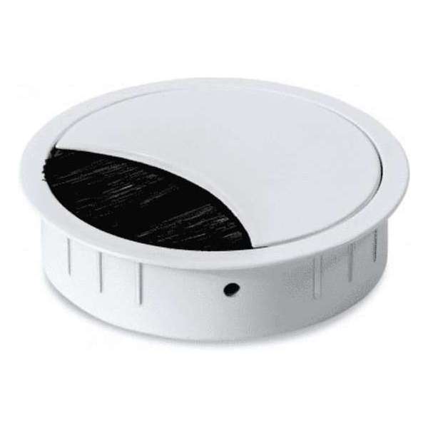 Kabeldop Metaal 80 Mm - Wit - Kabeldoorvoer - Voorzien van een ellips vormige borstelafsluiting Kabeldop Metaal 80 Mm - Wit - Kabeldoorvoer - Voorzien van een ellips vormige borstelafsluiting