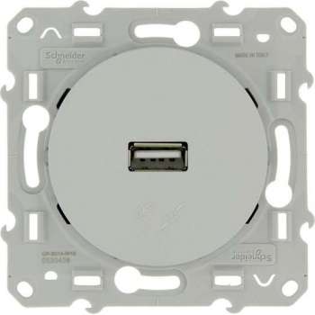 Schneider Electric Odace USB stopcontact Aluminium