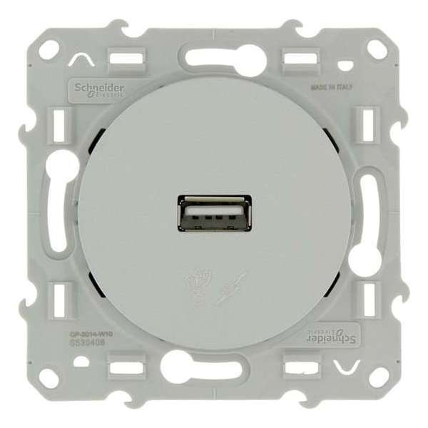 Schneider Electric Odace USB stopcontact Aluminium Schneider Electric Odace USB stopcontact Aluminium