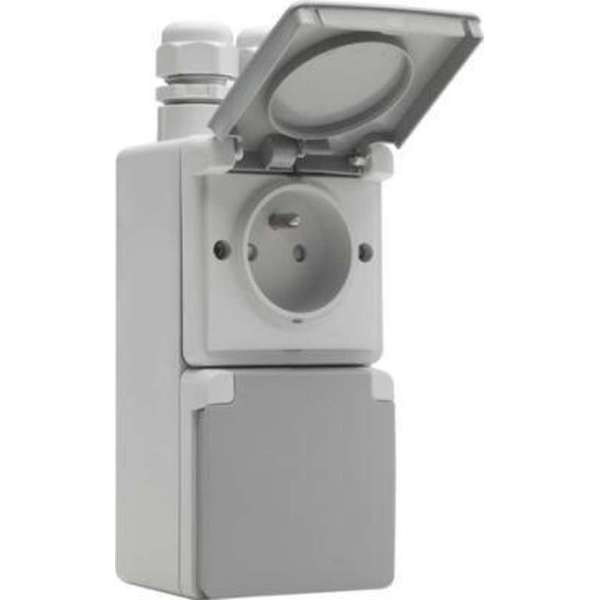 New Hydro dubbele wandcontactdoos 16A 250V verticaal 1x2 ingangen M20 bovenaan New Hydro dubbele wandcontactdoos 16A 250V verticaal 1x2 ingangen M20 bovenaan