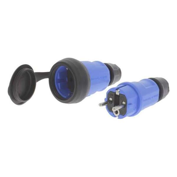 Stekkerset – stekker en contrastekker – zwart – blauw Stekkerset – stekker en contrastekker – zwart – blauw