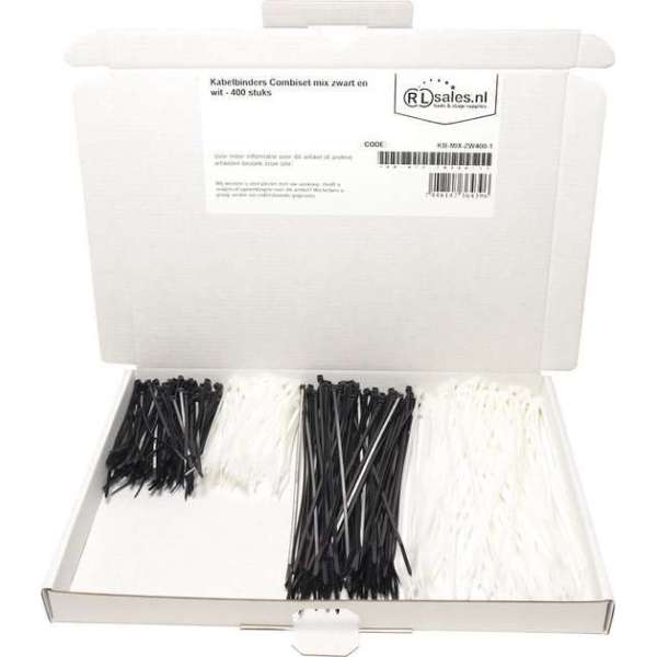 Kabelbinders Combiset mix zwart en wit - 400 stuks Kabelbinders Combiset mix zwart en wit - 400 stuks