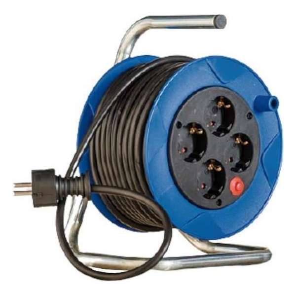 Brennenstuhl Kabelhaspel Compact 15 Meter Rvs/pvc Blauw/zwart