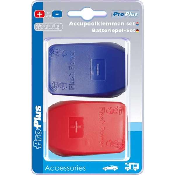 Proplus Accuklemmenset Snelsluiting (+) En (-) Din 16/18 Mm Blister Proplus Accuklemmenset Snelsluiting (+) En (-) Din 16/18 Mm Blister