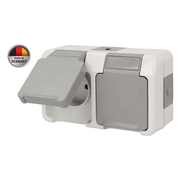 Schneider/Merten Opbouw Dubbel Stopcontact Aquastar IP44 Schneider/Merten Opbouw Dubbel Stopcontact Aquastar IP44