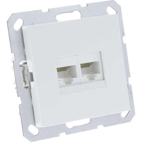 Q-Link S–Line contactdoos – telefoon – data – inbouw – 2 x 8–polig – polarwit Q-Link S–Line contactdoos – telefoon – data – inbouw – 2 x 8–polig – polarwit