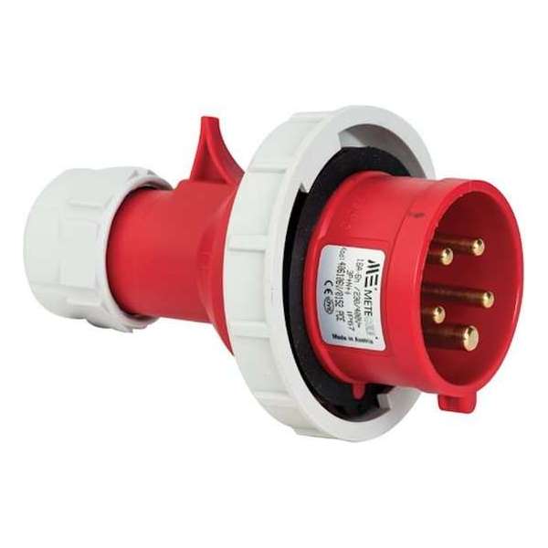 Mete - CEE male 5 polig 6H 16A IP67 - waterdicht - kracht - rood - stekker 380-415VAC Mete - CEE male 5 polig 6H 16A IP67 - waterdicht - kracht - rood - stekker 380-415VAC