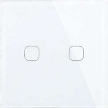 Wand schakelaar Touch  1x wit  86mm  1 gehard glas paneel muur Switch lichte aanraking AC 90-250 v 400W 2A 1x 2 weg