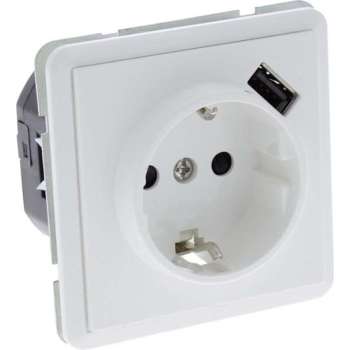 PEHA Standard contactdoos inbouw, 1-voudig, randaarde, USB polarwit