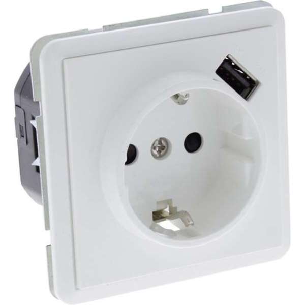 PEHA Standard contactdoos inbouw, 1-voudig, randaarde, USB polarwit PEHA Standard contactdoos inbouw, 1-voudig, randaarde, USB polarwit