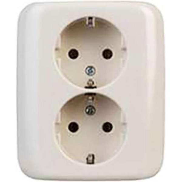 BUSCH-JAEGER type Reflex SI inbouw wandcontactdoos met randaarde dubbel | CREME BUSCH-JAEGER type Reflex SI inbouw wandcontactdoos met randaarde dubbel | CREME