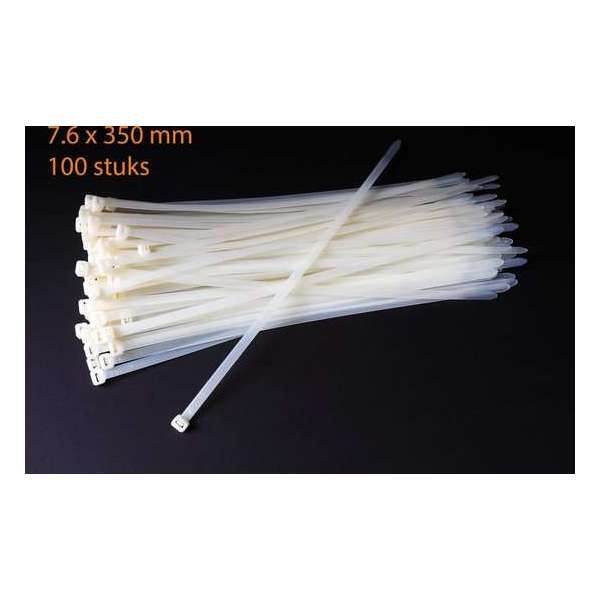 Kabelbinders / ty-raps wit weerbestendig 350 x 7,6 mm 100 stuks Kabelbinders / ty-raps wit weerbestendig 350 x 7,6 mm 100 stuks