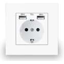 USB stopcontact - USB stopcontact inbouw - Inbouw wandcontactdoos - USB stopcontact wit - USB stopcontact randaarde