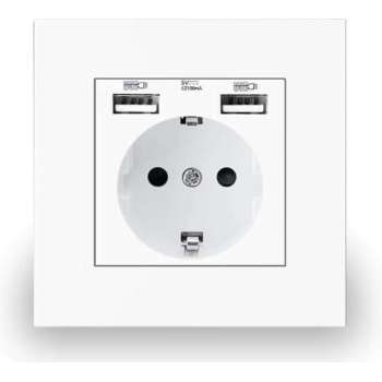 USB stopcontact - USB stopcontact inbouw - Inbouw wandcontactdoos - USB stopcontact wit - USB stopcontact randaarde