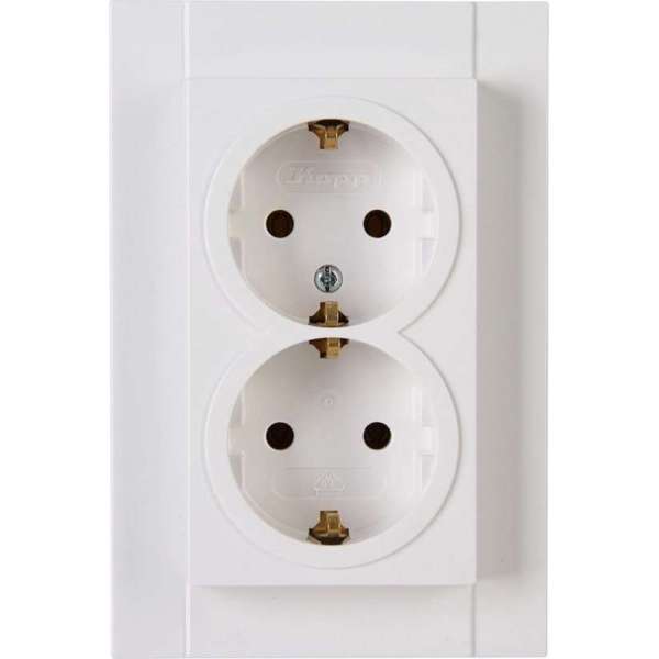 KOPP - Wandcontactdoos - Athenis - Inbouw - 1-voudig Dubbel Stopcontact - Randaarde - Helder Glans Wit - BES LED KOPP - Wandcontactdoos - Athenis - Inbouw - 1-voudig Dubbel Stopcontact - Randaarde - Helder Glans Wit - BES LED