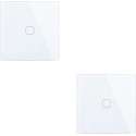Wand schakelaar Touch  2x wit  86mm  2 gehard glas paneel muur Switch lichte aanraking AC 90-250 v 400W 2A 2x 1 weg