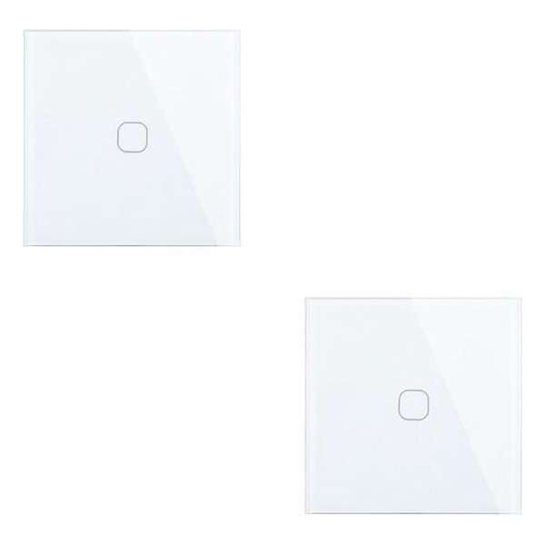 Wand schakelaar Touch 2x wit 86mm 2 gehard glas paneel muur Switch lichte aanraking AC 90-250 v 400W 2A 2x 1 weg Wand schakelaar Touch 2x wit 86mm 2 gehard glas paneel muur Switch lichte aanraking AC 90-250 v 400W 2A 2x 1 weg